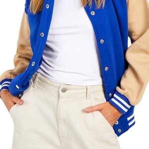 Chaquetas Varsity para Mujer de Alta Calidad Personalizadas por el Mejor Fabricante, Cuello Alto, Logotipo Bordado, Transpirables, de Algodón Sólido para Invierno - Product Image 6