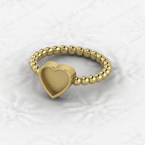 <b>Top</b> Quality 925 Sterling Silver 8mm <b>Heart</b> Semi Mount Beaded Band Ring Good for Resin & Ashes Work Keepsake Breastmilk Jewelry - Product Image 5