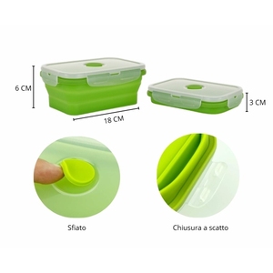 Ensemble de 4 bols en silicone pliables vert lime avec couvercles hermétiques, contenants de stockage alimentaire pour micro-ondes et congélateur, gain de place - Product Image 2
