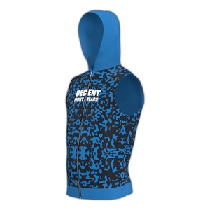 Sudadera con capucha sin mangas con cremallera y estampado de camuflaje para hombre, ropa deportiva informal, transpirable, de punto, para otoño. - Product Image 2
