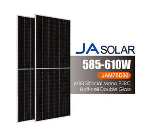 JA Panel solar 585W 590W 595W 600W 605W 610W 11bb Paneles fotovoltaicos de vidrio doble de media celda mono bifacial - Product Image 1
