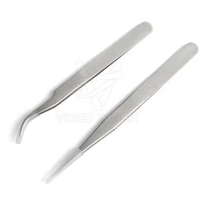 Pince à épiler à pointe fine de haute qualité, polyvalente, avec logo personnalisé, en acier inoxydable japonais, revêtement papier, pour cils - Product Image 1