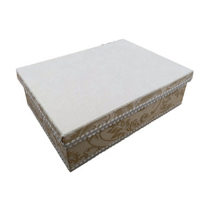 Elfenbeinfarbene Damast-Baumwoll-Kleiderschrankbox Kleiderorganizer - Product Image 2
