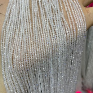 Cuentas de Piedra Lunar Arcoíris Natural Facetadas, Micro Gemas Genuinas de 3mm y 4mm Blancas para Cuentas de Bolígrafo, Hilo de 15.5'' - Gemas Mehrajudin - Product Image 1