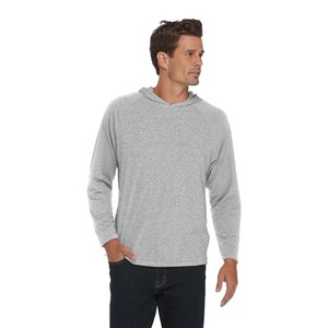 Sweatshirts pour hommes en jersey de coton uni gris chiné blanc épais hiver sweats à capuche pour hommes - Product Image 1
