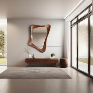 กระจกติดผนังไม้รูปวงรีวอลนัทไม่สมมาตรทำด้วยมือเป็นมิตรต่อสิ่งแวดล้อมตกแต่งบ้านทางเข้าโรงแรมขนาดใหญ่หรูหรา - Product Image 3