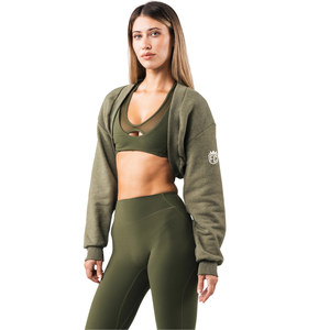 <b>Womens</b> Cropped Fleece <b>Shrug</b> Long Sleeve Open Front Soft Warm Casual Layering Athleisure Cover Up Lightweight Comfort Wear - Product Image 2