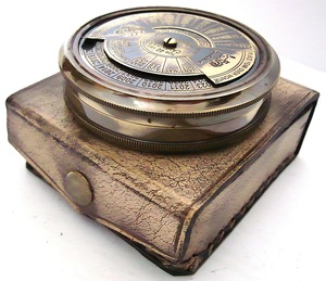 Solid Brass <b>Antique</b> <b>Compass</b> 40-Year Perpetual Calendar Lightweight Portable Wood Case Nautical Leather Case Handcrafted - Product Image 2