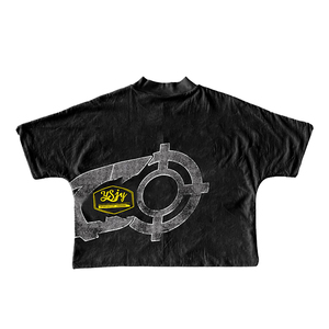 T-shirts pour hommes 100% coton thermique en éponge française recadrée Boxy Fit de haute qualité délavé à l'acide col en V Design - Product Image 5