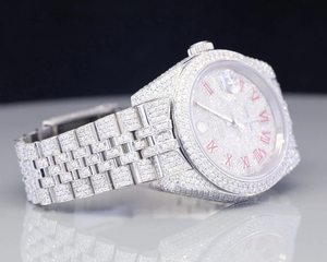 Montre de luxe en acier inoxydable de qualité supérieure, cadran saphir, résistance à l'eau 3 BAR, double mouvement ETA, design glacé, clarté VVS - Product Image 2