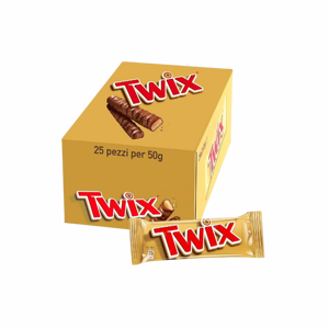 Proveedor mayorista de barras de chocolate Twix de 50 g x 25 unidades, caja completa, disponible ahora en stock a precio asequible - Product Image 1