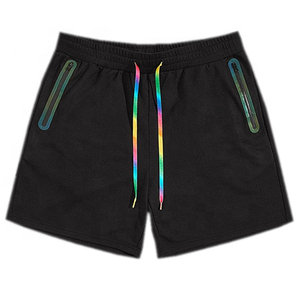 Pantalones Cortos Deportivos para Hombre, Negros y Morados, con Estampado de Personajes, Cintura Elástica, Secado Rápido, Tejido de Poliéster, Corte Medio con Franja Lateral - Product Image 6