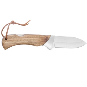 มีดพับอุตสาหกรรมงานทำด้วยมือด้ามจับสแตนเลสงานไม้มีดปลอกหนังงาน OEM ตามสั่ง - Product Image 3