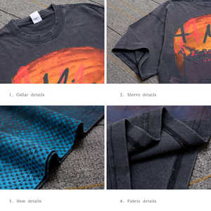 T-shirt personnalisé délavé à l'acide pour hommes 100% coton surdimensionné Plus Size graphique t-shirts Imprimer Logo Vintage T Shirt pour hommes - Product Image 3
