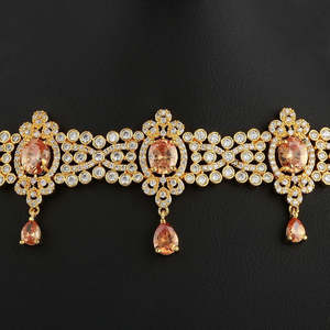 Conjunto de Joyería con Diamantes Americanos - Color Durazno y Dorado - Product Image 3