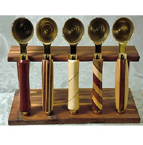 Cuillère à café en laiton de style moderne avec manche en bois Cuillère de cuisine et dessus de table - Product Image 5