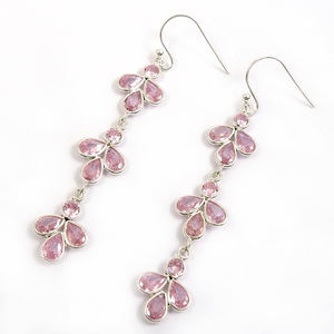 Joyería delicada de moda 925 Plata de Ley Rosa Zirconia cúbica aspecto clásico forma de flor pendiente colgante nuevos pendientes de plata caliente - Product Image 1