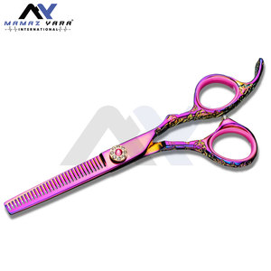 Ciseaux de barbier professionnels en acier inoxydable avec manche droit, ciseaux de salon tranchants pour la coupe et le coiffage des cheveux, type beauté - Product Image 6