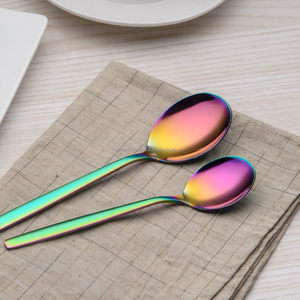 Ensemble d'argenterie multicolore SS304 faite à la main couverts en acier inoxydable PVD coloré couverts arc-en-ciel miroir couteau cuillère et fourchette - Product Image 3