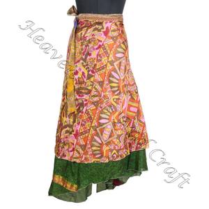 Jupe portefeuille de plage en soie fluide robe Boho élégant multicolore vêtements d'été confortable mode Boho Hippie taille libre gitane femmes - Product Image 4