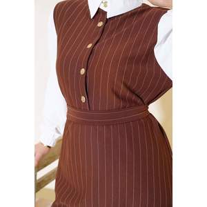 ชุด2ชิ้นลายทางประดับสีน้ำตาล - Product Image 3