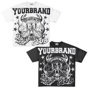 T-shirt unisexe à manches courtes en coton 100% lourd, broderie personnalisée, streetwear vintage hip hop, écologique, séchage rapide - Product Image 5