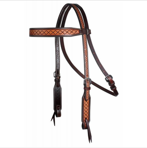 Flawless Crosshatch Leather Brow Band Horse Halter Amazing Riding Experience Headstall para propietarios de caballos - Product Image 1