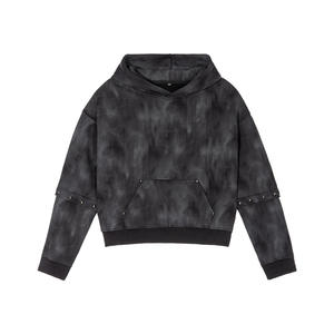 Sudadera con Capucha Desmontable Estilo Retro 2026, Diseño Corto Holgado de Alta Calidad, Sudadera con Capucha con Remaches Desgastados - Product Image 1