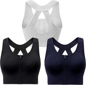 Sujetador Deportivo con Cierre Frontal y Logotipo Personalizado, de Alta Sujeción, para Mujer, Ropa de Gimnasio, Transpirable, para Yoga, con Relleno Extraíble y Doble Cierre - Product Image 4