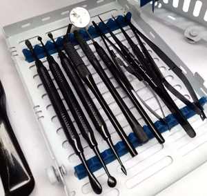 ชุดเครื่องมือผ่าตัดปริทันต์ขนาดเล็ก พร้อมคู่มือการใช้งาน  เคลือบสีดำ อุปกรณ์ยกกระดูกปริทันต์  กระจกตรวจฟัน  ที่จับเข็ม  โดย Surgiright - Product Image 1