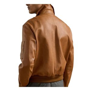 Chaqueta de Invierno de Cuero de Oveja Genuino Original para Hombre, Cuello Alto, Cierre de Cremallera, Logotipo, Último Diseño, OEM, Alta Calidad, Personalizable y Elegante - Product Image 2