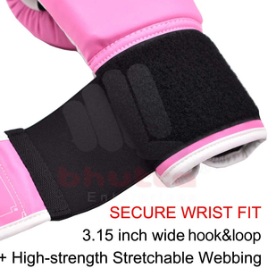 Custom <b>Pink</b> Black Boxing Gloves with Moisture Wicking Universal Fit Made of Synthetic Leather - Product Image 5