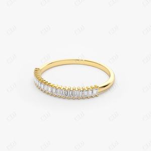 Anillo de Boda Clásico de Diamantes Cultivados en Laboratorio Hechos a Mano al por Mayor de Fábrica, Oro Sólido de 14k, Corte Baguette, Engaste de Púas de Burbuja, para Mujer - Product Image 4