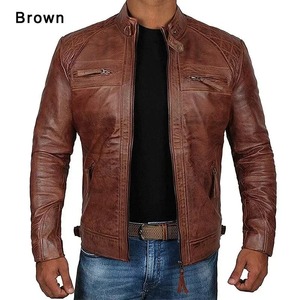 Chaqueta de lona de talla grande para hombre, abrigo de motociclista con cuello vuelto informal de cuero para otoño e invierno, prendas de vestir con cremallera - Product Image 1