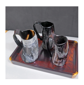 Jarra de Cerveza de Cerámica con Cuerno Natural de la Mejor Calidad, Diseño Clásico Ecológico, Vajilla Saludable para Vino, Café y Fiestas - Product Image 1