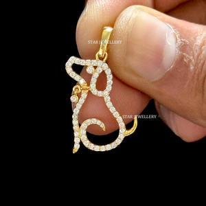 Pendentif pour femme chrétienne en or 14 carats avec diamant naturel en forme de chien, bijoux fins - Product Image 4