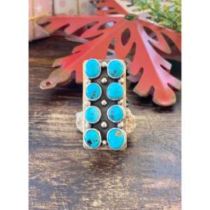 Bagues en turquoise de Kingman Navajo et argent sterling, plaquées or rose, serties clos, pour marques privées agréées 'IS' - Product Image 1