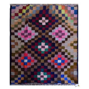 Un kilim Sanandaj authentique vintage noué à la main, unique en son genre, 5'0 x 4'5 - Product Image 1