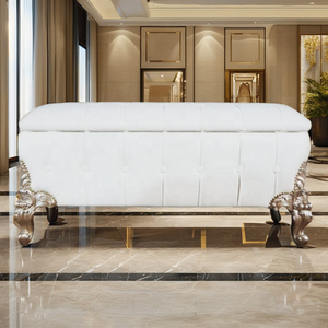 Tabouret de rangement en bois pouf de rangement en cuir synthétique boîte de couverture tuftée pour ensemble de chambre armoire à chaussures pour meubles de salon - Product Image 3