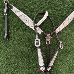 Talla con cocodrilo marrón claro Argentina cuero de vaca caballo occidental Headstall Smart diseño personalizado cuero Horse Headstall - Product Image 5