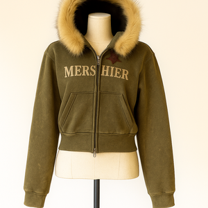 Dernier modèle de sweat à capuche en polaire pour femme, mélange polyester/coton, coupe courte, 400 g/m², 360/320, ODM Badge - Product Image 5