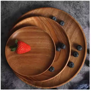 Assiettes de service en bois écologiques élégantes et durables Vaisselle polie de qualité supérieure pour les repas de luxe à la maison par l'artisanat en croissant - Product Image 2