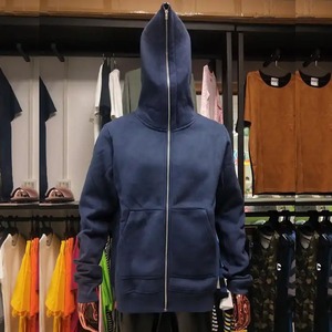 Sudaderas con capucha para hombre con cremallera completa en blanco con logotipo personalizado, 100% algodón, diseño OEM, ropa de calle con cremallera, sudaderas con capucha con cremallera de cara completa de peso pesado - Product Image 1