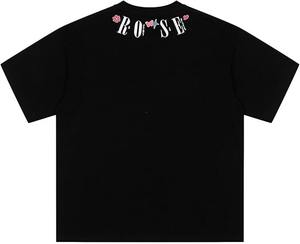 เสื้อยืดฮิปฮอป Y2K วินเทจของผู้ชายผ้าฝ้าย100% ถักแขนสั้นคอเต่าโอเวอร์ไซส์ใหญ่พิเศษระบายอากาศได้300กรัม - Product Image 2