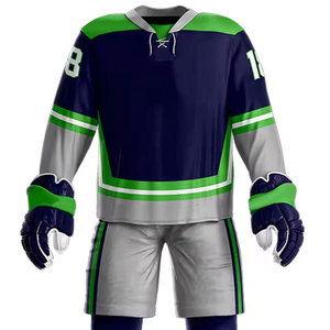 Conjunto de uniforme de hockey sobre hielo largo transpirable de alta calidad para hombre, ropa deportiva con logotipo de nombre de equipo de sublimación personalizado - Product Image 5