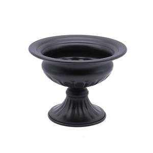 Bol à compote en aluminium noir mat pour ferme moderne Vase à piédestal gris anthracite Base cannelée pour centres de jardin - Product Image 2