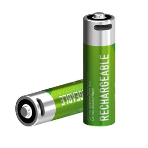Harga bagus satu pak dengan 4 Baterai Tipe c mengisi baterai AA 1.5V 2550mWh Lithium ion USB baterai isi ulang