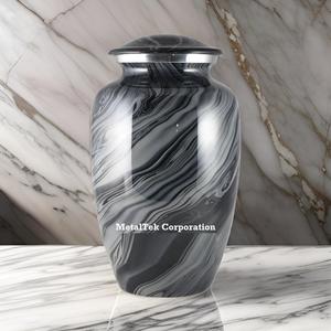 Finition en marbre noir urnes de crémation classiques en aluminium massif et souvenir pour les cendres humaines fournitures funéraires en gros bocaux funéraires urne - Product Image 2