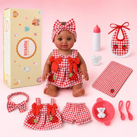 Muñeca Reborn Babeside de 15 Pulgadas, Bebé Sonriente de Vinilo Completo, Niña con Traje de Cuadros Rojos y Lazo, Modelo Nico