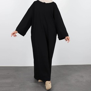 Moletom Abaya muçulmano vestido longo liso <span class=keywords><strong>casual</strong></span> Abayas para mulheres Dubai Roupas Tradicionais islâmicas Kaftan Hijab Robe - Product Image 4